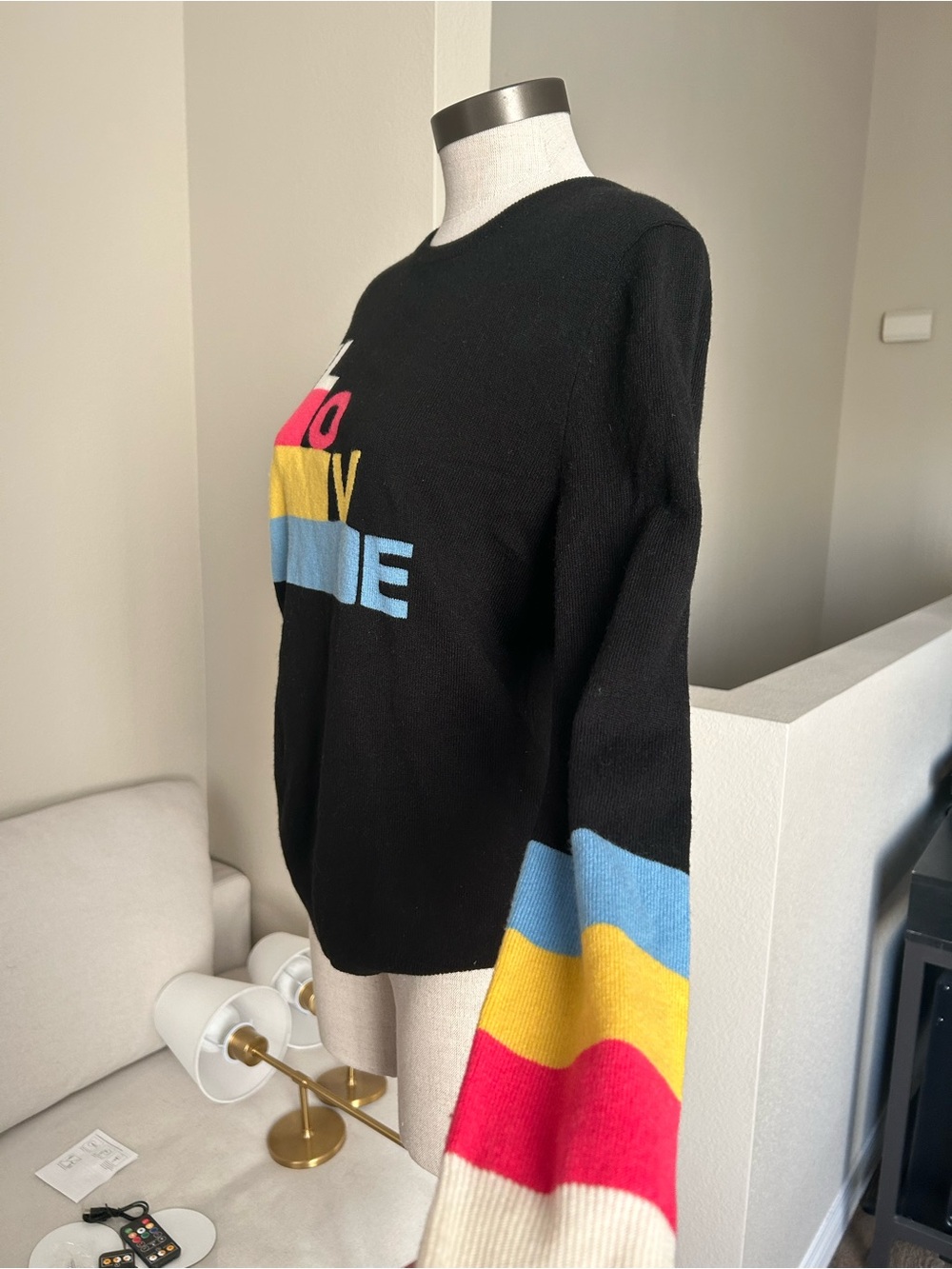 Chinti & Parker Black Sweater with Multicolor 'LOVE' Blocksyy Wool and cashmere - Picture 6 of 11